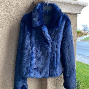Beautiful blue women’s faux fur jacket Size L